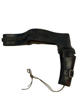 Vintage Leather Gun Belt & Holster Western Rig Ammo Loop Cartridge Belt Size 34